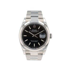 Rolex Datejust 126200 36mm Black Luminous Index Dial Smooth Bezel Oyster Band